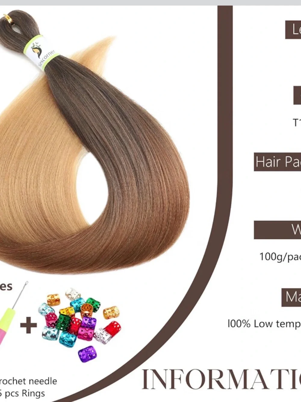 Nescorner Boho Braiding Hair Brown Blonde Ombre 30” 8 Packs